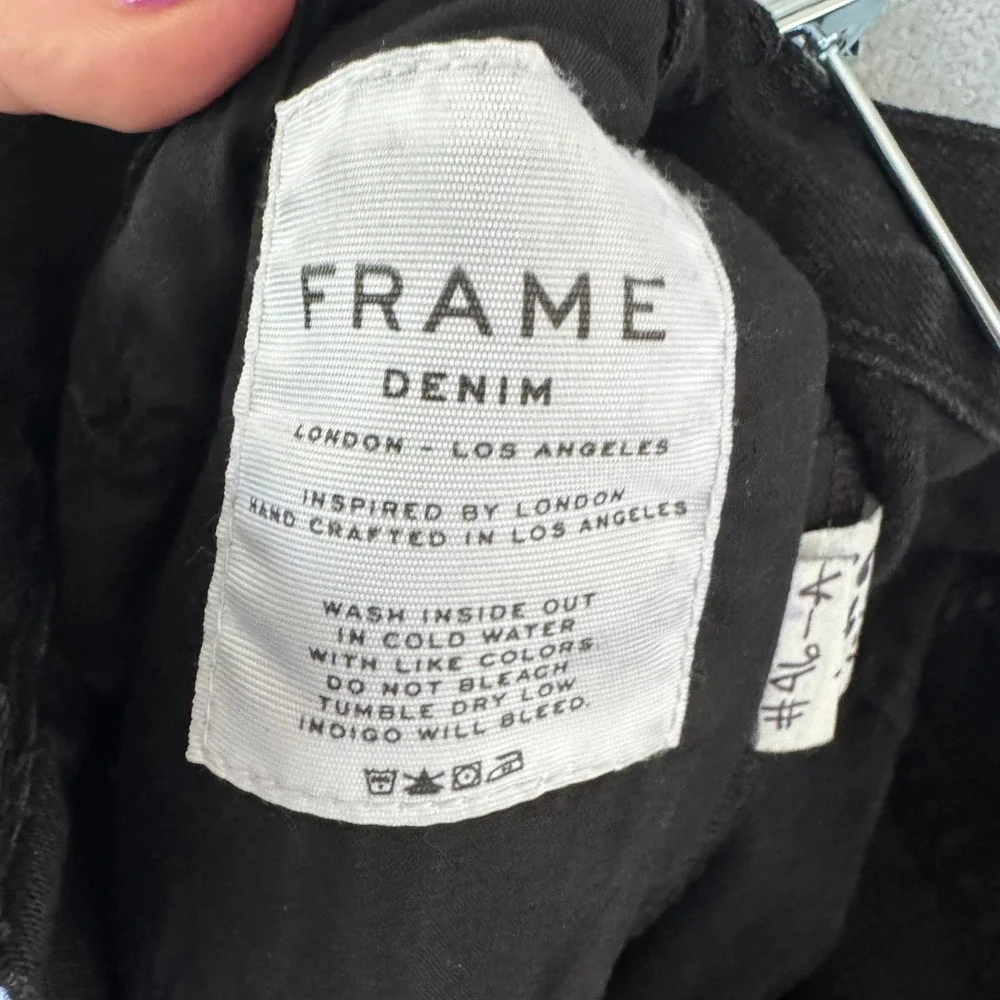 NWT FRAME Denim Le Original Grayridge‎ Distressed Black Straight Leg Jeans 26 30